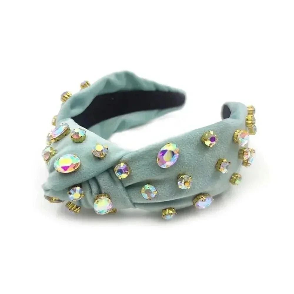 Luxury Knotted AB Crystal Headband in Baby Blue